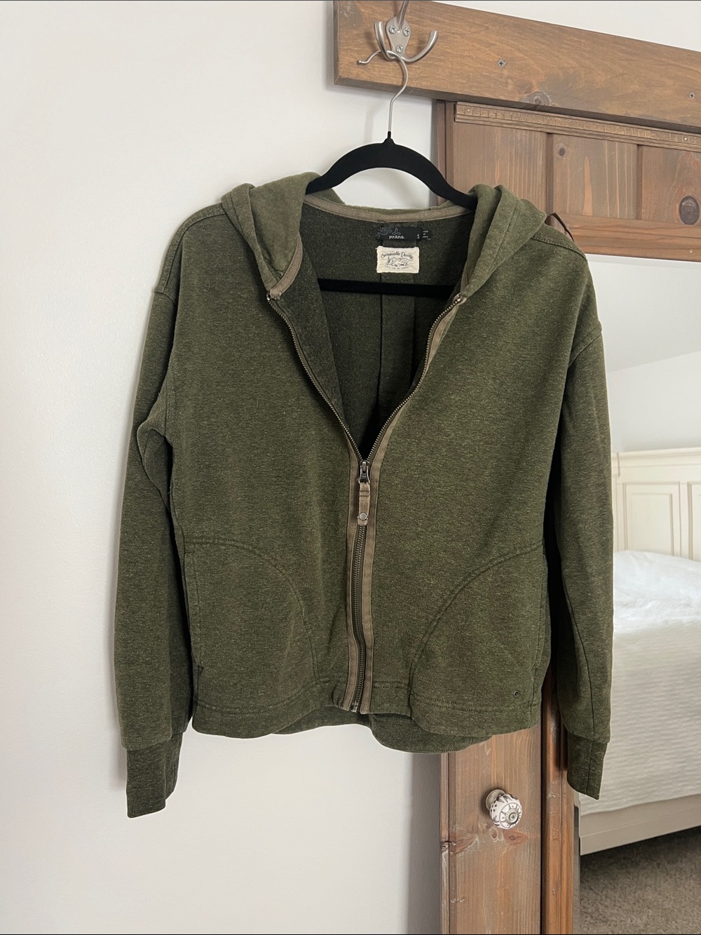 Prana Olive Green Zip-Up Hoodie Cardigan
